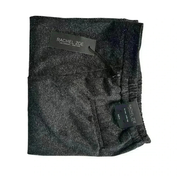 NWT Rachel Zoe High Rise Wide Leg Black Metallic Dress Pant Size 6 - Picture 2 of 6